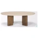 Syona Travertine And Mango Wood Oval Coffee Table