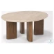 Syona Travertine And Mango Wood Oval Coffee Table