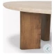 Syona Travertine And Mango Wood Oval Coffee Table