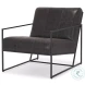 Stratton Aged Black Genuine Leather Accent Chair