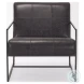 Stratton Aged Black Genuine Leather Accent Chair