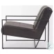Stratton Aged Black Genuine Leather Accent Chair