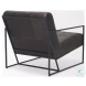 Stratton Aged Black Genuine Leather Accent Chair