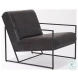 Stratton Aged Black Genuine Leather Accent Chair