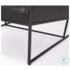Stratton Aged Black Genuine Leather Accent Chair