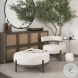 Gwynn Oatmeal Fabric And Dark Brown Ottoman
