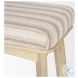 Taimo Striped Fabric And White Washed Light Brown Wood Bench