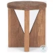 Tahlia Natural Brown Wood Round Stool