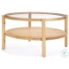 Weslyn Glass And Light Brown Solid Wood Occasional Table Set
