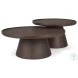 Takoda Dark Brown Wood Tapered Drum Nesting Coffee Tables