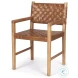 Shane Woven Brown Leather Arm Chair