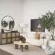 Syona Travertine And Mango Wood Oval Coffee Table
