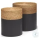 Wenopa Matte Black And Natural Jute Accent Tables