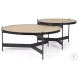 Wade Travertine Marble And Matte Black Metal Occasional Table Set
