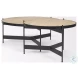 Wade Travertine Marble And Matte Black Metal Occasional Table Set