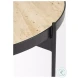 Wade Travertine Marble And Matte Black Metal Coffee Tables