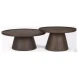 Takoda Dark Brown Wood Tapered Drum Nesting Coffee Tables
