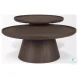 Takoda Dark Brown Wood Tapered Drum Nesting Coffee Tables