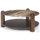 Jovia Cappuccino Marble And Brown Mango Wood Round Occasional Table Set
