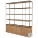 Braxton Light Brown Wood And Dark Aged Brass Metal 4 Door Shelving Unit