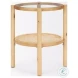 Weslyn Glass And Light Brown Solid Wood Occasional Table Set