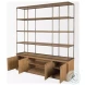 Braxton Light Brown Wood And Dark Aged Brass Metal 4 Door Shelving Unit