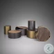 Eclipse Brown Wood And Gunmetal Gray Metal Drum Occasional Table Set
