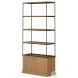 Braxton Light Brown Wood And Dark Aged Brass Metal 2 Door Shelving Unit