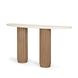 Marbrello Botticino and Light Brown D Shape Marble Top Console Table