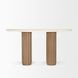 Marbrello Botticino and Light Brown D Shape Marble Top Console Table