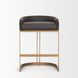 Hollyfield II Charcoal Brown Leather Upholstered Counter Height Stool with Nailhead Trim