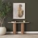 Marbrello Botticino and Light Brown D Shape Marble Top Console Table