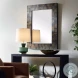 Burke Fading Weathered Black Brushed Stain Wooden Mirror