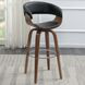 Zion Walnut And Black Upholstered Swivel Bar Stool 