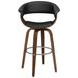 Zion Walnut And Black Upholstered Swivel Bar Stool 