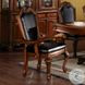 Chateau De Ville Black Synthetic Leather and Cherry Arm Chair Nailhead Trim Set of 2