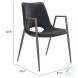 Desi Black Dining Chair with Walnut Legs Set Of 2