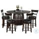 Havenstead Dark Brown Round Counter Height Dining Table with Lazy Susan