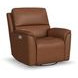 Henry Caramel Leather Swivel Gliding Power Recliner with USB Charging and Heat Massage