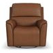Henry Caramel Leather Swivel Gliding Power Recliner with USB Charging and Heat Massage