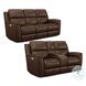 Henry Brown Leather Power Recliner with Power Headrest and Lumbar