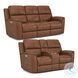 Henry Russet Leather Power Reclining Console Loveseat with Power Headrest and Lumbar