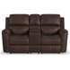 Henry Brown Leather Power Reclining Console Loveseat with Power Headrest and Lumbar