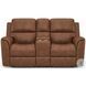 Henry Russet Leather Power Reclining Console Loveseat with Power Headrest and Lumbar