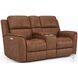 Henry Russet Leather Power Reclining Console Loveseat with Power Headrest and Lumbar