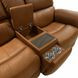 Henry Russet Leather Power Reclining Console Loveseat with Power Headrest and Lumbar