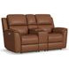 Henry Russet Leather Power Reclining Console Loveseat with Power Headrest and Lumbar
