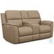 Henry Brown Leather Power Reclining Console Loveseat with Power Headrest and Lumbar