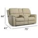 Henry Brown Leather Power Reclining Console Loveseat with Power Headrest and Lumbar