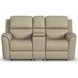 Henry Brown Leather Power Reclining Console Loveseat with Power Headrest and Lumbar
